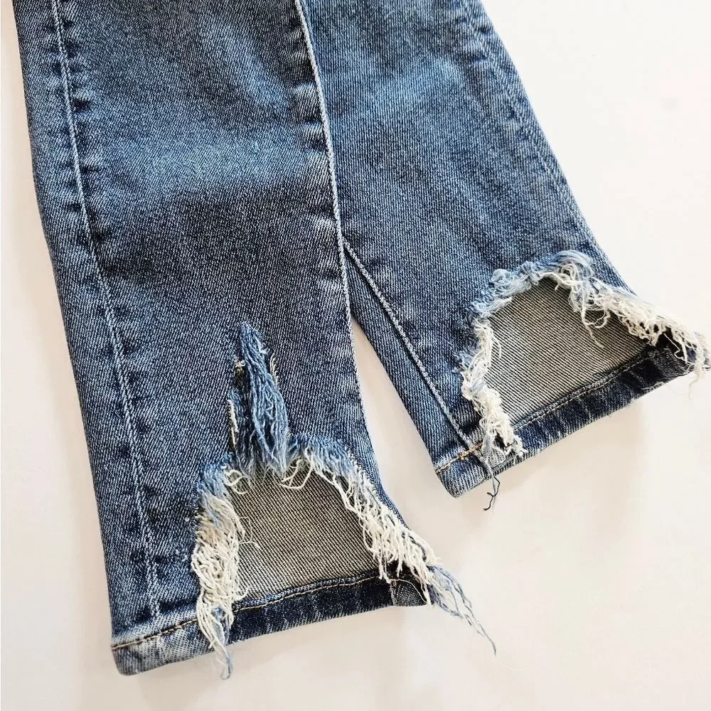 CURRENT/ELLIOT Stiletto High Waist Ragged Hem Distressed Ankle Skinny Jeans 25